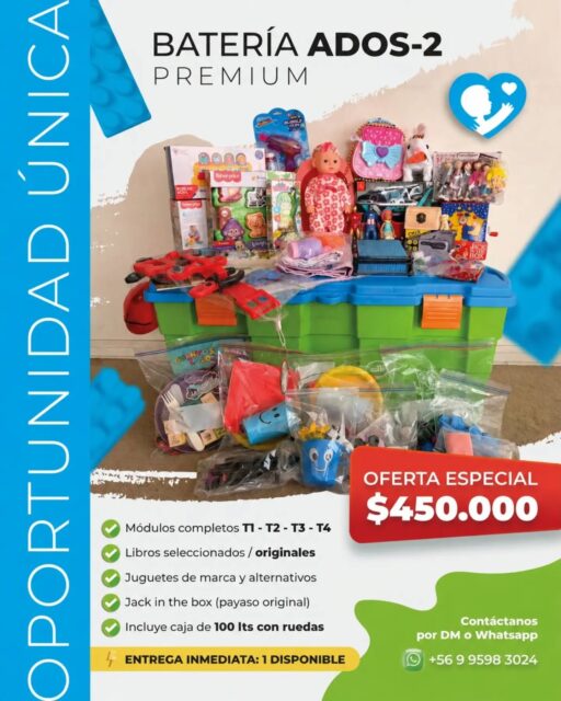 📢Oferta solo por Agosto! Bateria Ados-2 premium, materiales originales y alternativos de alta calidad, con la garantía de Centro TeApoyo (marca registrada)

✅️ Módulos completos✔️

✅️ Opción de despacho a domicilio🚛🏠

✅️ Emitimos Factura, medios de pago💲: Débito, crédito y transferencia. 💳